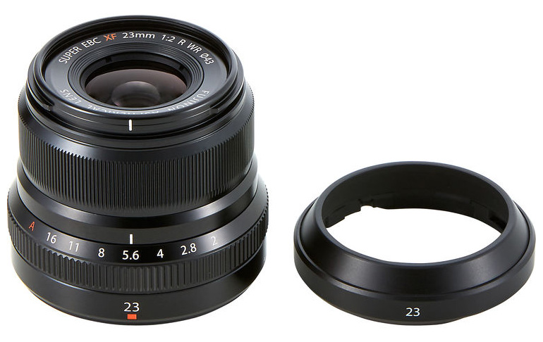 Fuji 23mm F2 Lens 35mm Equivalent With Hood